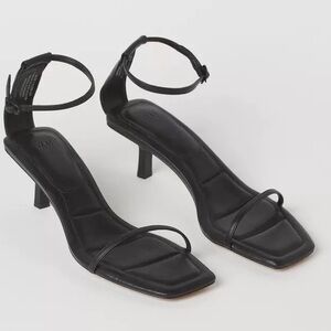H&M black sandals, Square-Toe Heeled Sandals 38